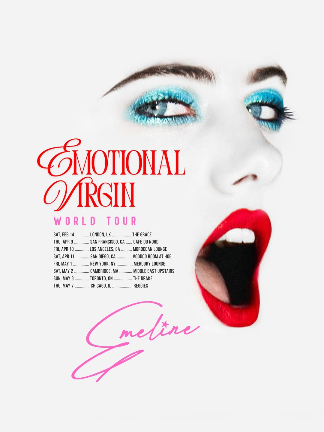 EMELINE Emotional Virgin World Tour Poster 2026